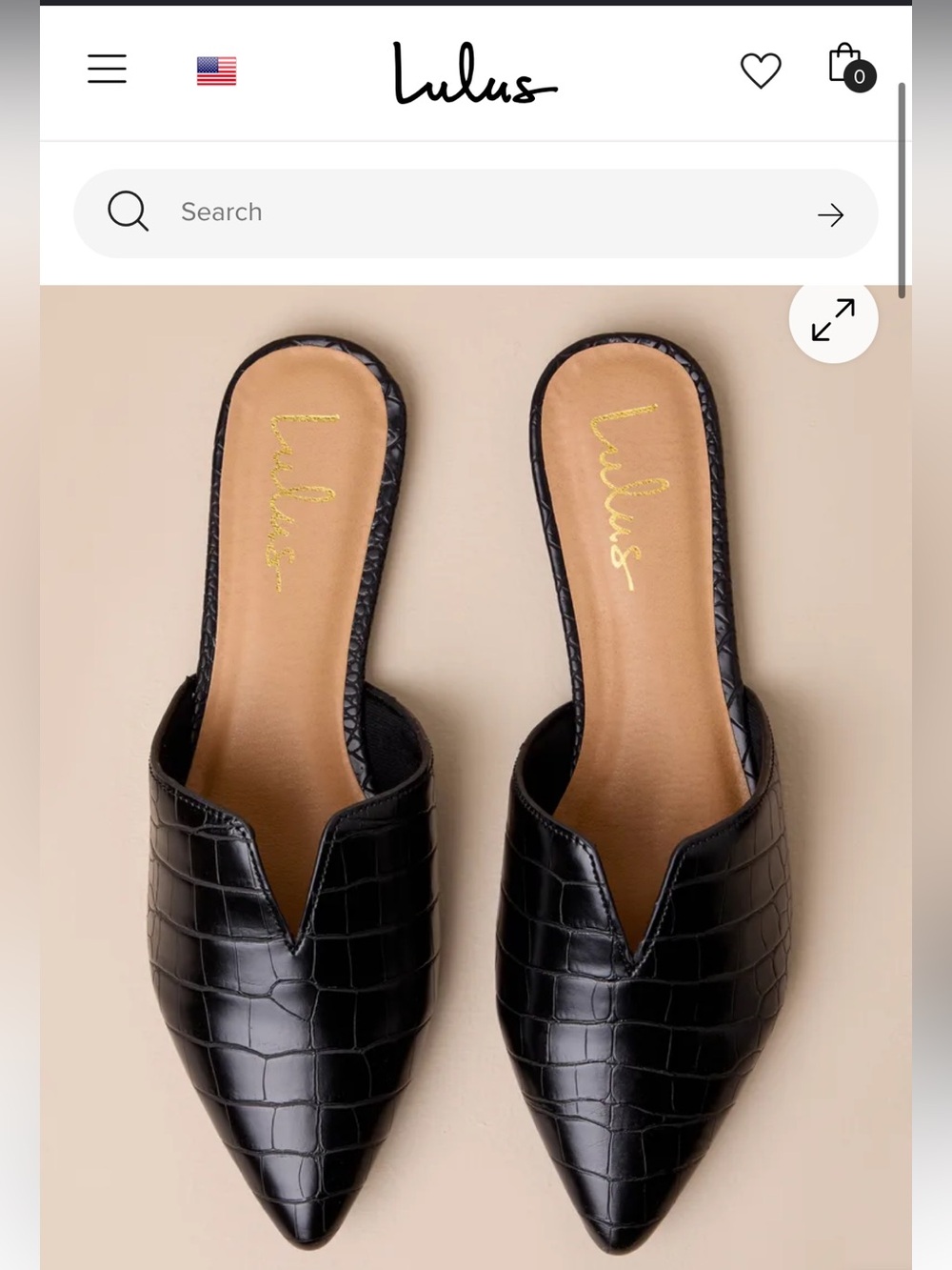 LULU’S Jaelyn Black Crocodile Embossed Pointed-Toe Slides NWT 8.5